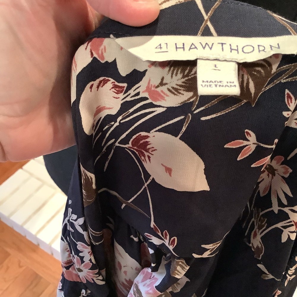 #308 Amazing 41 Hawthorn Floral Shirtdress Size Large - Picture 9 of 9